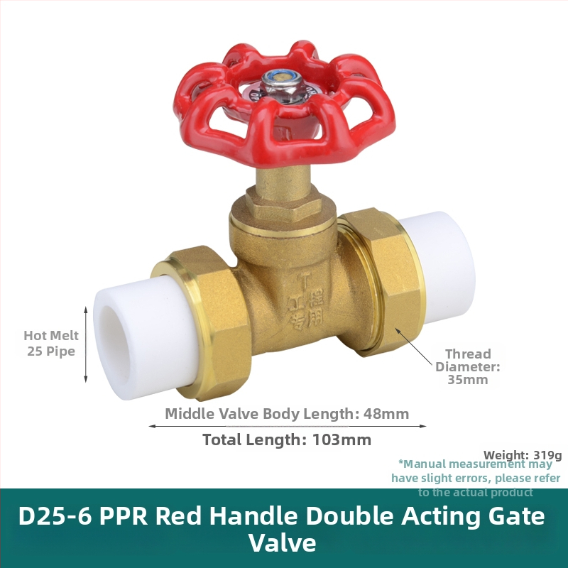 PPR dvojité spojenie ventil pre vodu, meďový uzatvovací ventil, vodovodné fitinky