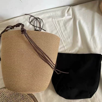 Torba od slame velikog kapaciteta s retroperlicama, tkanina za plažu, žena, casual i svestrana za nošenje preko ramena