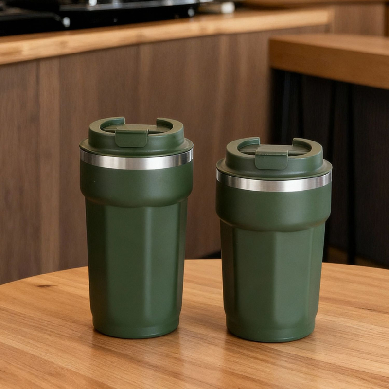 Cană termoizolantă din oțel inoxidabil 304, formă octagonală, capac răsucibil – cană portabilă pentru cafea