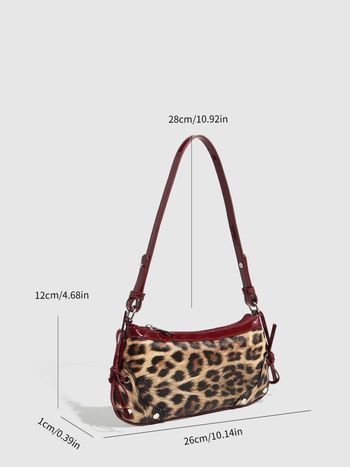Jesenja torba s leopard uzorkom, tkanina, mala kvadratna torbica za ramena za žene, ulični stil