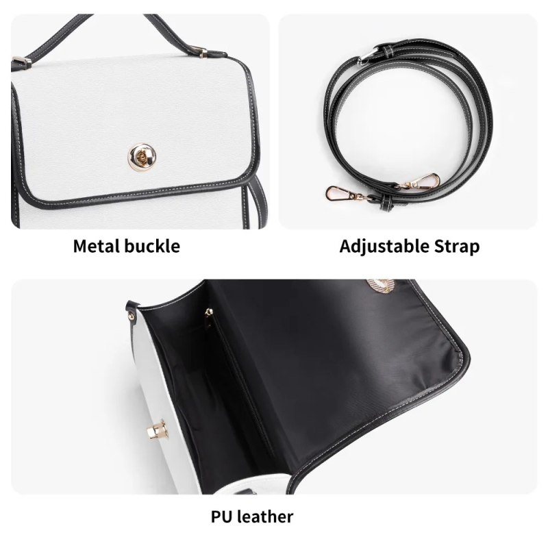 Ženska torbica od PU kože, kvadratnog oblika sa stilom sedla, za rame ili crossbody, unutarnja džep s patentnim zatvaračem i džep za mobitel, prilagodljiv uzorak, srednje veličine.