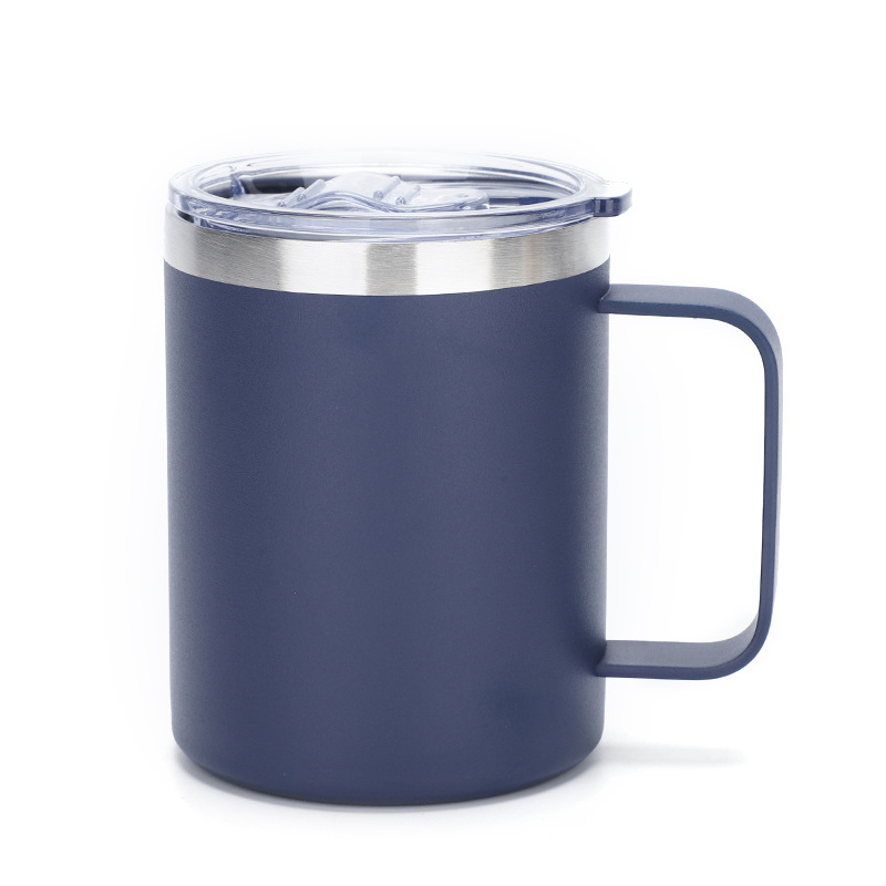 Cană termică de 12oz, pereți dubli izolați, cu mâner, interior din oțel inoxidabil 304, portabilă pentru birou și călătorii