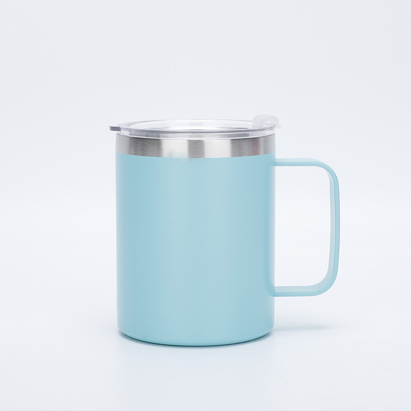 Cană termică de 12oz, pereți dubli izolați, cu mâner, interior din oțel inoxidabil 304, portabilă pentru birou și călătorii