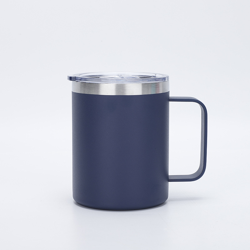 Cană termică de 12oz, pereți dubli izolați, cu mâner, interior din oțel inoxidabil 304, portabilă pentru birou și călătorii