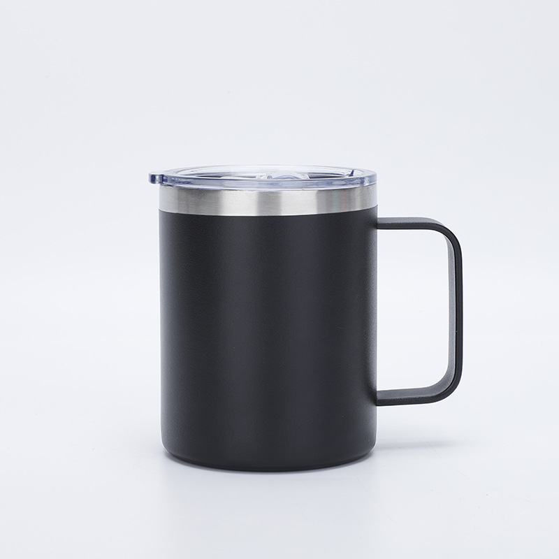 Cană termică de 12oz, pereți dubli izolați, cu mâner, interior din oțel inoxidabil 304, portabilă pentru birou și călătorii