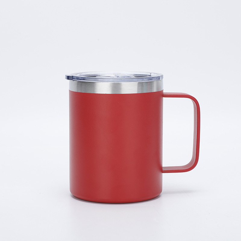 Cană termică de 12oz, pereți dubli izolați, cu mâner, interior din oțel inoxidabil 304, portabilă pentru birou și călătorii