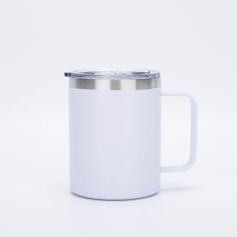 Cană termică de 12oz, pereți dubli izolați, cu mâner, interior din oțel inoxidabil 304, portabilă pentru birou și călătorii
