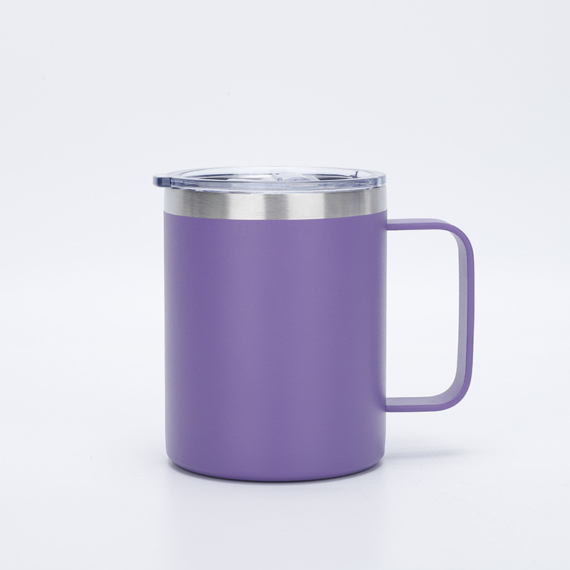 Cană termică de 12oz, pereți dubli izolați, cu mâner, interior din oțel inoxidabil 304, portabilă pentru birou și călătorii