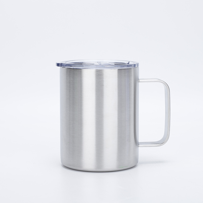 Cană termică de 12oz, pereți dubli izolați, cu mâner, interior din oțel inoxidabil 304, portabilă pentru birou și călătorii