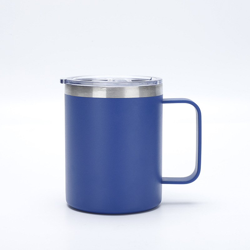 Cană termică de 12oz, pereți dubli izolați, cu mâner, interior din oțel inoxidabil 304, portabilă pentru birou și călătorii