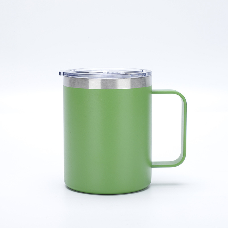 Cană termică de 12oz, pereți dubli izolați, cu mâner, interior din oțel inoxidabil 304, portabilă pentru birou și călătorii