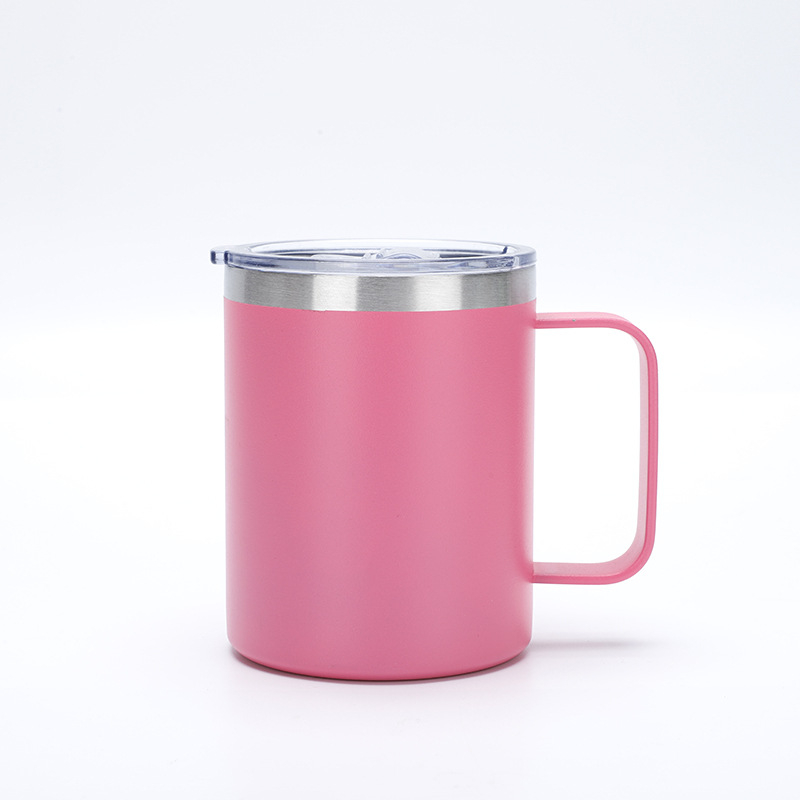 Cană termică de 12oz, pereți dubli izolați, cu mâner, interior din oțel inoxidabil 304, portabilă pentru birou și călătorii