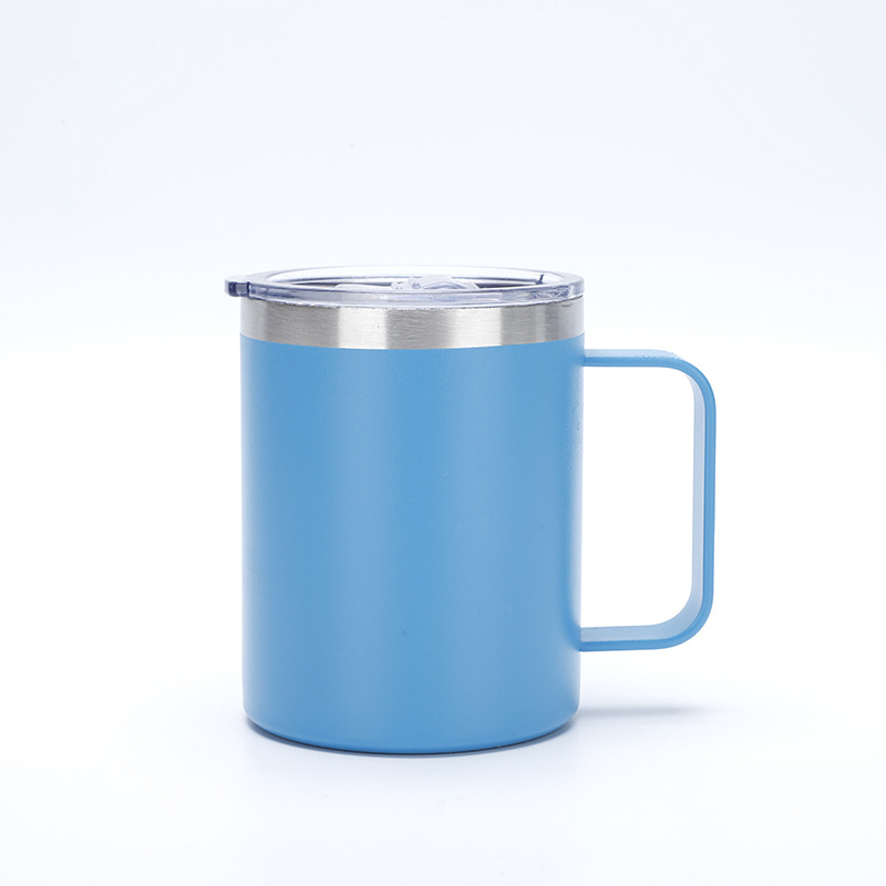 Cană termică de 12oz, pereți dubli izolați, cu mâner, interior din oțel inoxidabil 304, portabilă pentru birou și călătorii