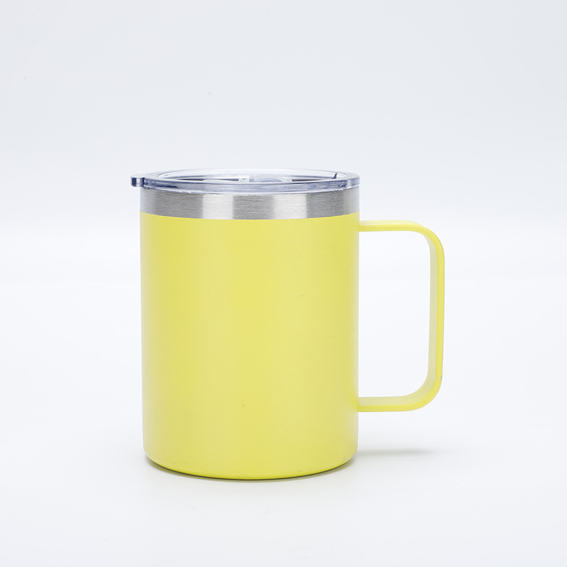 Cană termică de 12oz, pereți dubli izolați, cu mâner, interior din oțel inoxidabil 304, portabilă pentru birou și călătorii