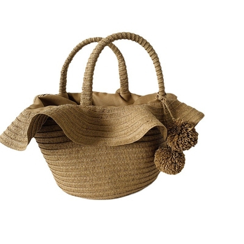 Ženska plažna torba od slame, pletena, jednostavna i elegantna