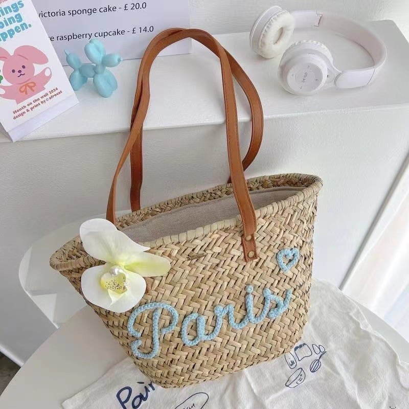 Ženska torba od slame, velika plažna tote torba, pogodno za djeveruše