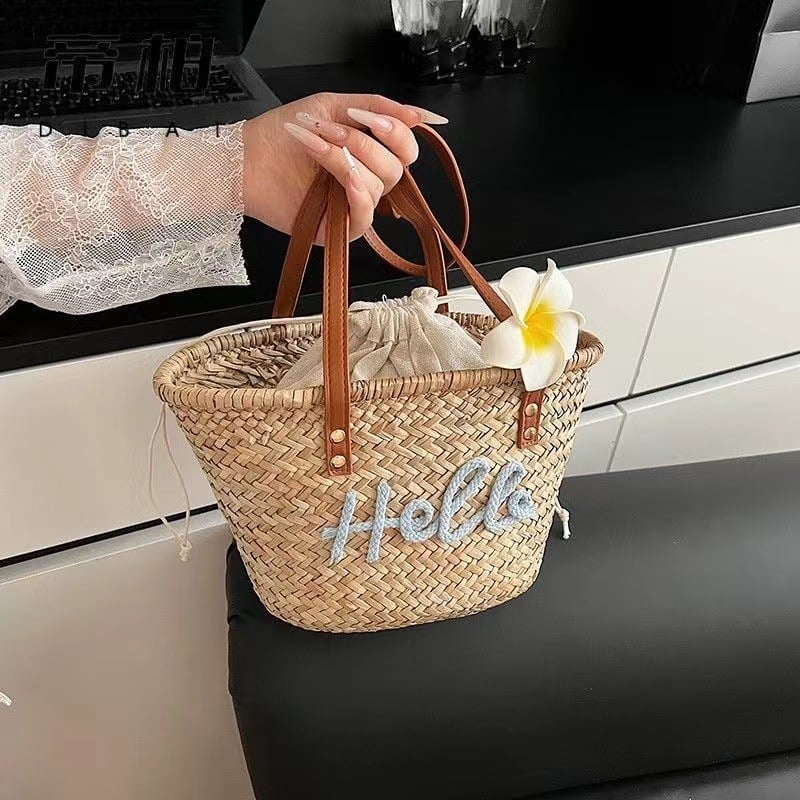Ženska torba od slame, velika plažna tote torba, pogodno za djeveruše