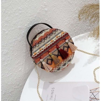 Ženska kružna pletena torbica s resicama, preko ramena, Harajuku/Korejski stil