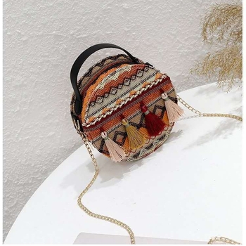 Ženska kružna pletena torbica s resicama, preko ramena, Harajuku/Korejski stil