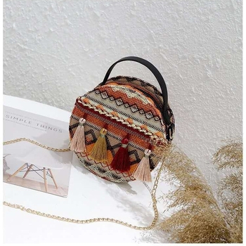 Ženska kružna pletena torbica s resicama, preko ramena, Harajuku/Korejski stil