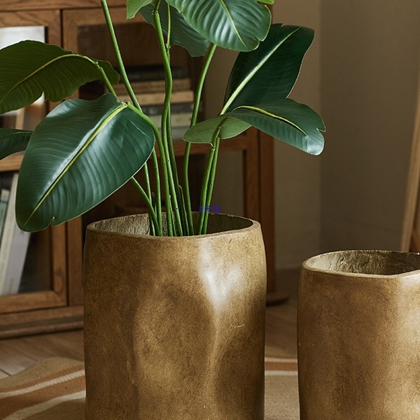 Ghiveci retro pentru plante - vază de podea mare pentru Monstera deliciosa și Pasărea paradisului