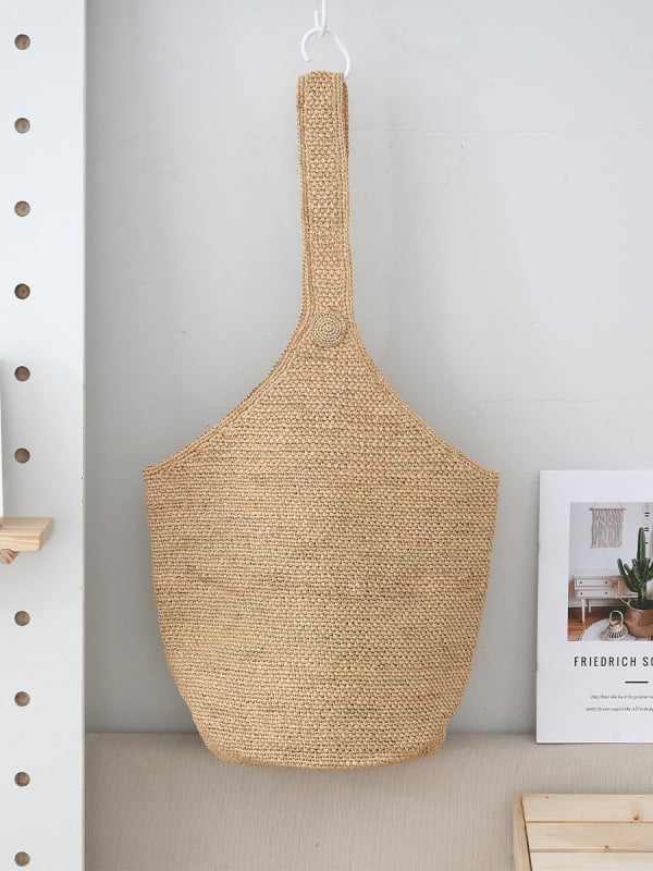 Ženska bucket torba od raffie, pletena, ljeto 2024, preko ramena ili crossbody, svestrana svakodnevna torba
