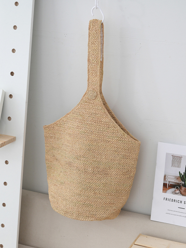 Ženska bucket torba od raffie, pletena, ljeto 2024, preko ramena ili crossbody, svestrana svakodnevna torba
