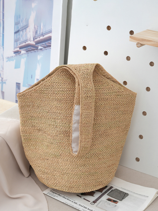 Ženska bucket torba od raffie, pletena, ljeto 2024, preko ramena ili crossbody, svestrana svakodnevna torba