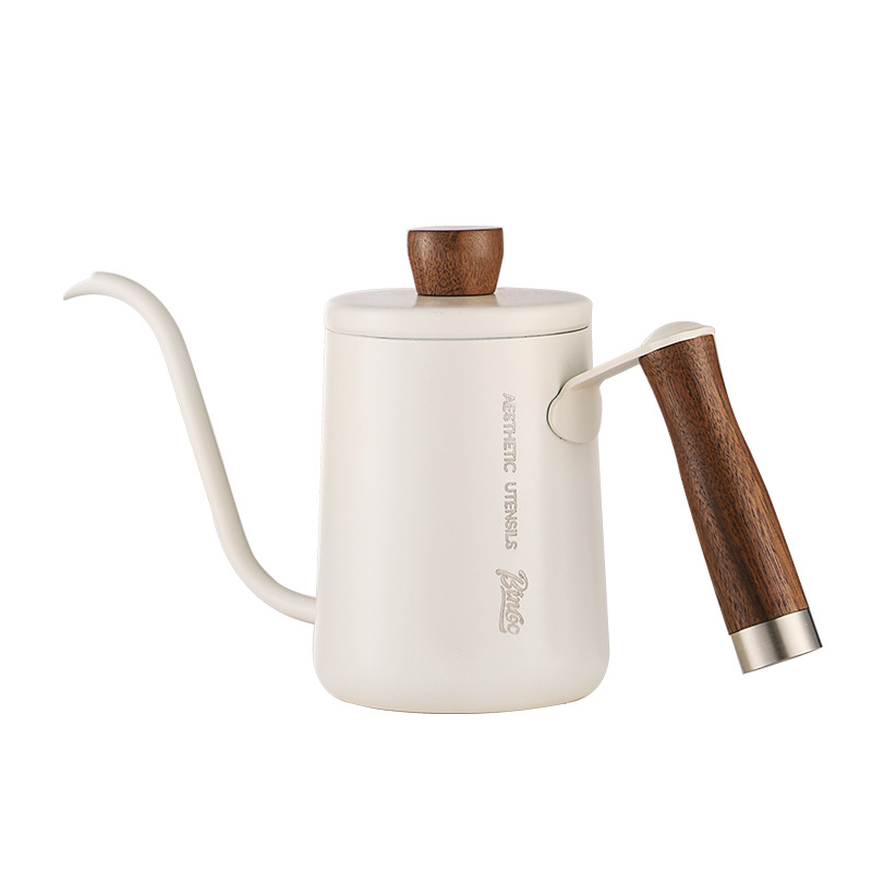 Bincoo Ceainic pour-over compact, portabil, din oțel inoxidabil, gură îngustă, cioc lung