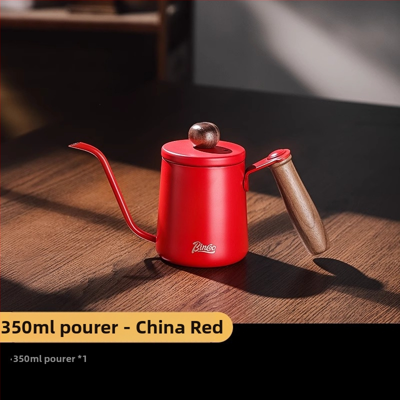 Bincoo Mini pour-over kanvička, prenosná, nerezová oceľ, dlhé výpustné hrdlo, úzky otvor