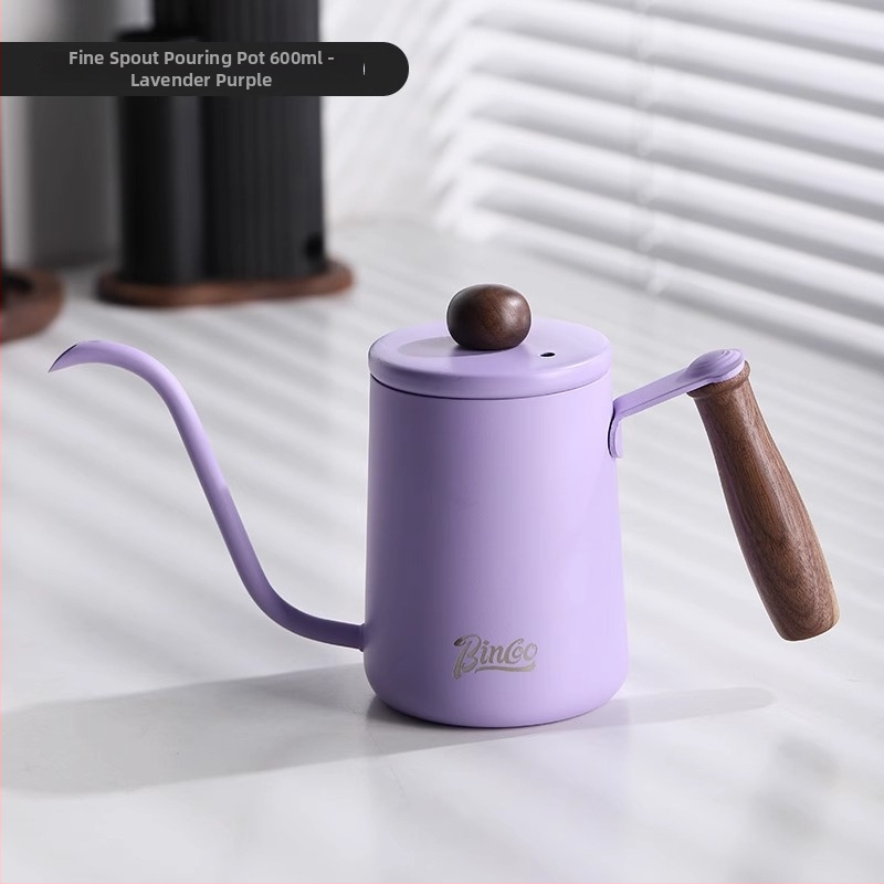 Bincoo Mini pour-over kanvička, prenosná, nerezová oceľ, dlhé výpustné hrdlo, úzky otvor