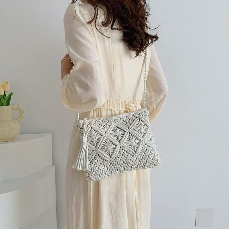2025 nova ženska pletena slamena torba, kovert stil, etno moda, svestrana crossbody torba.