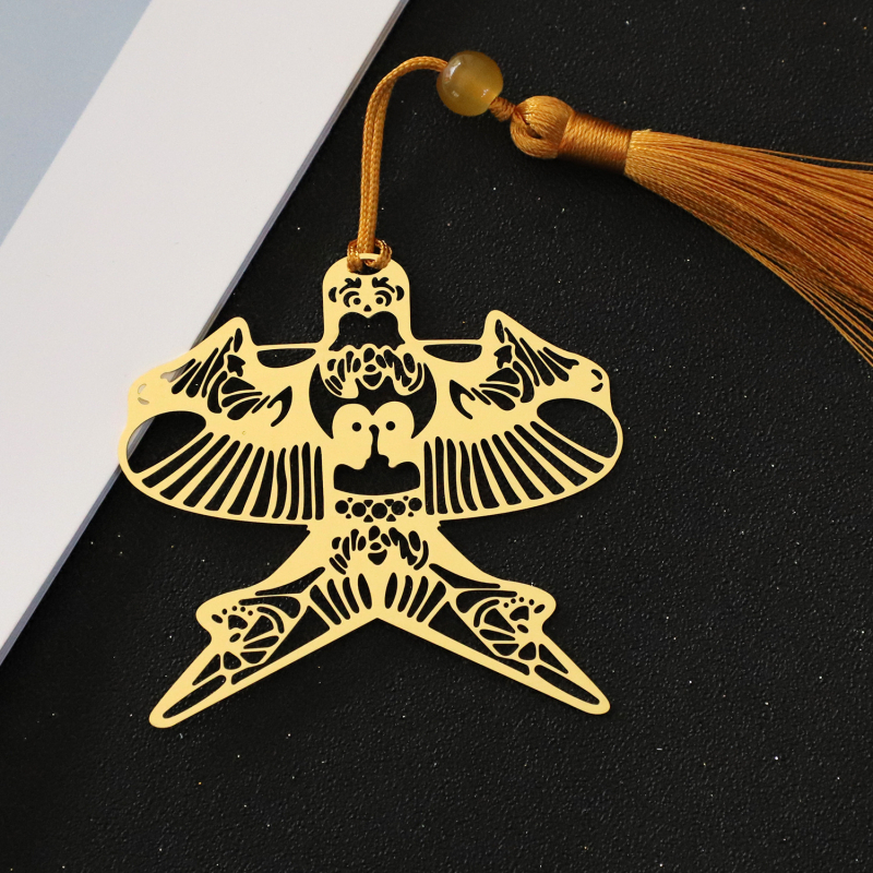 Semn de carte metalic în stilul Orașului Interzis, cu decupaje