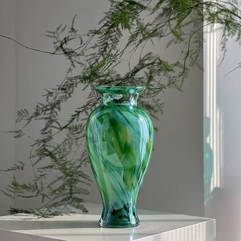 Vază de sticlă minimalistă, decor floral artistic de designer pentru sufragerie și hol