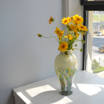 Vază de sticlă minimalistă, decor floral artistic de designer pentru sufragerie și hol