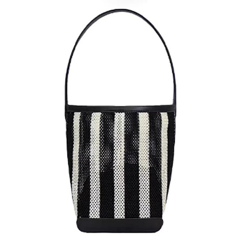Ženska torba s prugama i perforiranom tkaninom, veliki kapacitet, ljeto 2026, crossbody torba