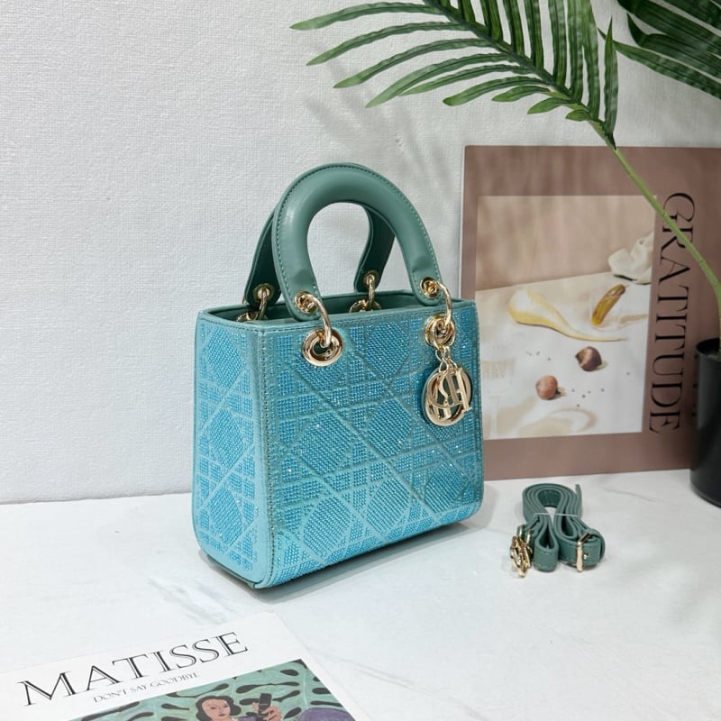 Princess Diana torba s dijamantnim ukrasima — PU torba za ramena i crossbody, srednje veličine