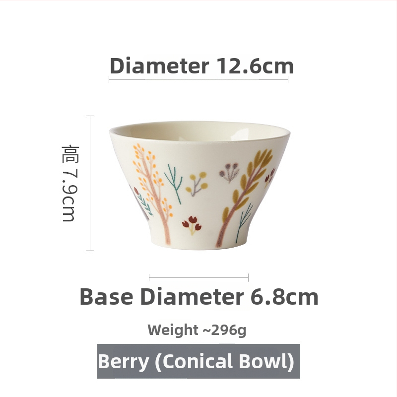 Bol de orez de 5 inci, culoare sub glazură, ceramică japoneză, formă conică, vas drăguț pentru desert, uz casnic