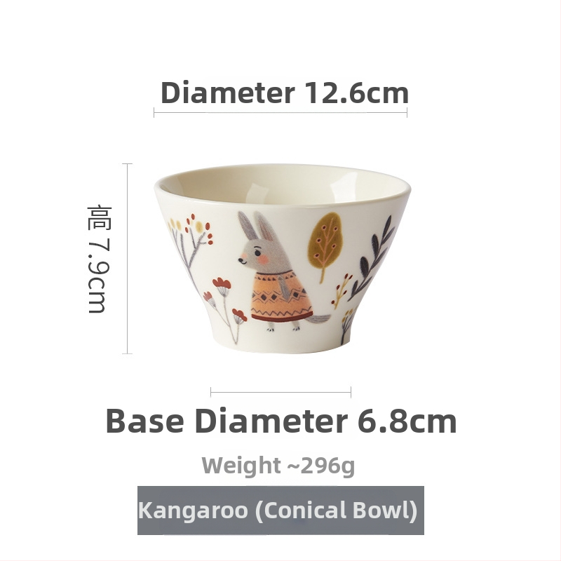 Bol de orez de 5 inci, culoare sub glazură, ceramică japoneză, formă conică, vas drăguț pentru desert, uz casnic