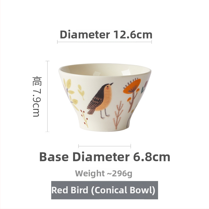 Bol de orez de 5 inci, culoare sub glazură, ceramică japoneză, formă conică, vas drăguț pentru desert, uz casnic