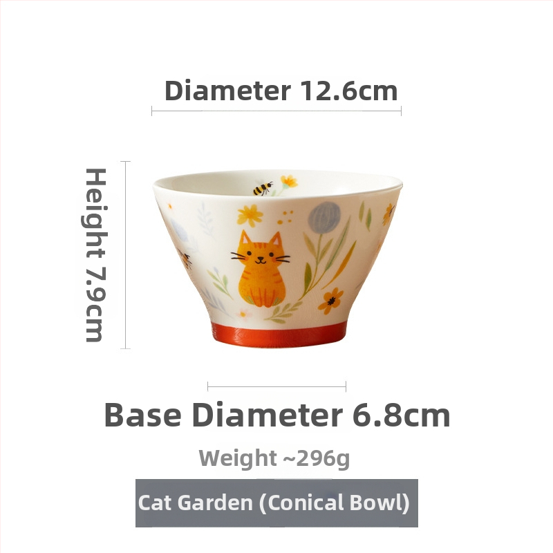 Bol de orez de 5 inci, culoare sub glazură, ceramică japoneză, formă conică, vas drăguț pentru desert, uz casnic