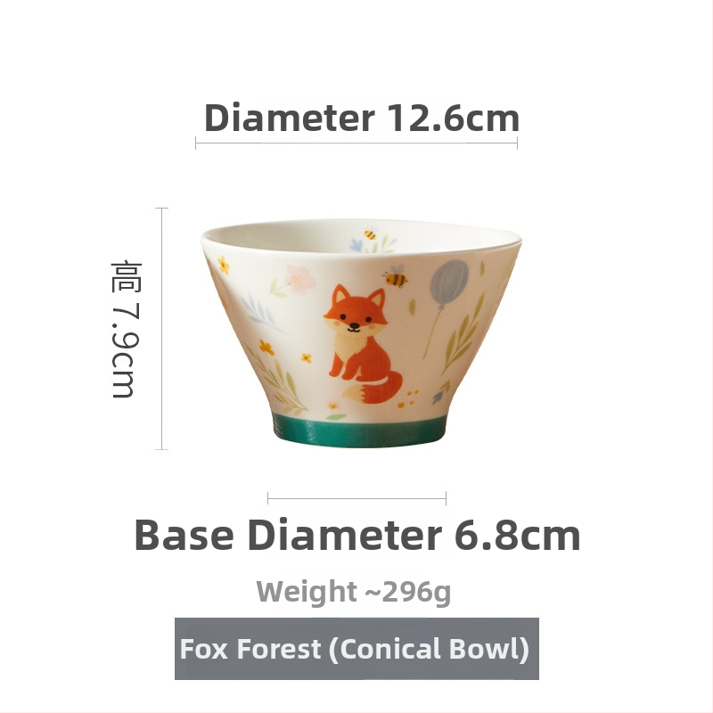 Bol de orez de 5 inci, culoare sub glazură, ceramică japoneză, formă conică, vas drăguț pentru desert, uz casnic