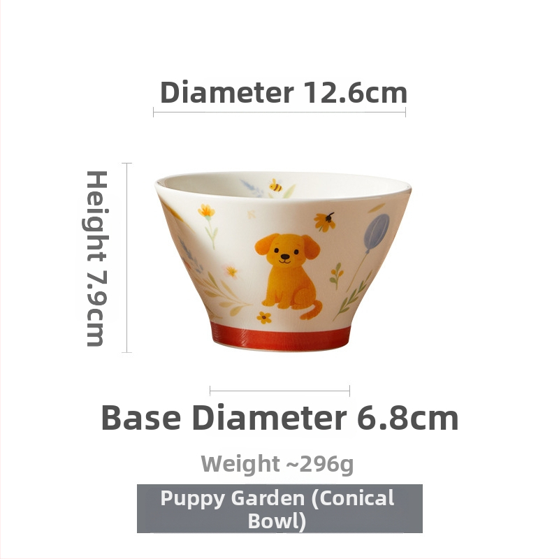 Bol de orez de 5 inci, culoare sub glazură, ceramică japoneză, formă conică, vas drăguț pentru desert, uz casnic