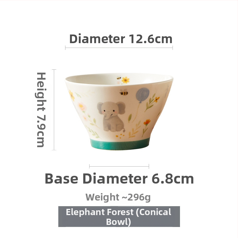 Bol de orez de 5 inci, culoare sub glazură, ceramică japoneză, formă conică, vas drăguț pentru desert, uz casnic