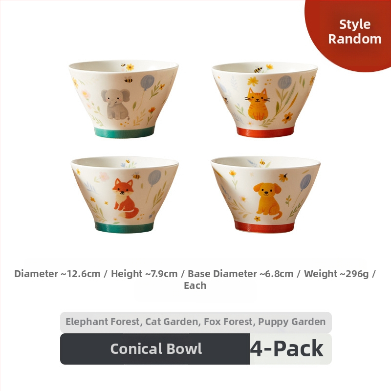 Bol de orez de 5 inci, culoare sub glazură, ceramică japoneză, formă conică, vas drăguț pentru desert, uz casnic
