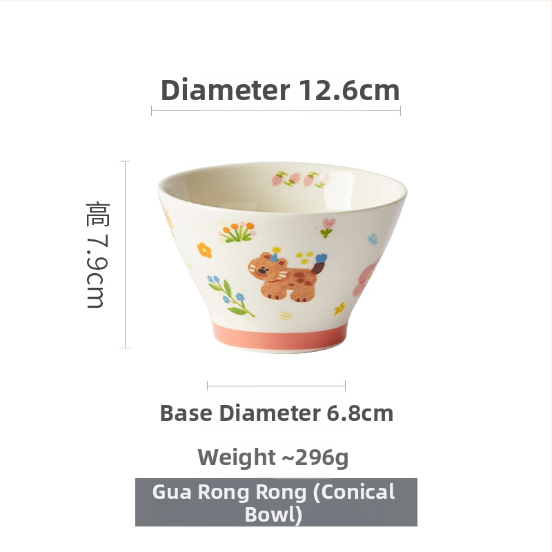 Bol de orez de 5 inci, culoare sub glazură, ceramică japoneză, formă conică, vas drăguț pentru desert, uz casnic