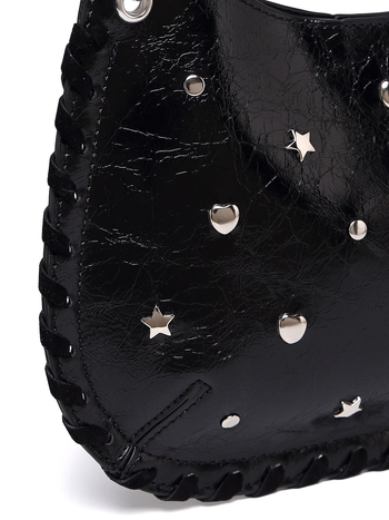 Mala ženska torba preko ramena ili crossbody, ručno tkana, s metalnim rivetima, pank stil lančani remen, za nošenje na rame ili preko tijela