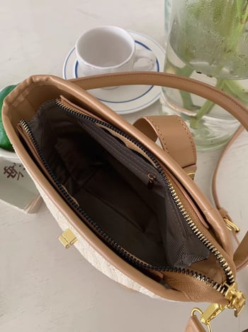 Ženska pletena slamnata torba, 2025 model, visokog kvaliteta, plažni stil, bucket torba s naramenicom