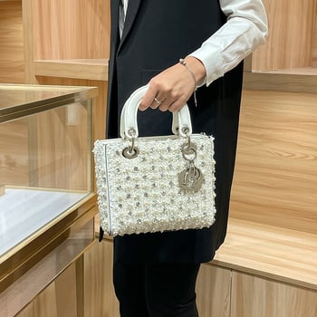 Torba Princess Diana za žene, mala kožna torbica s perlama, elegantan europski stil, torba preko ramena
