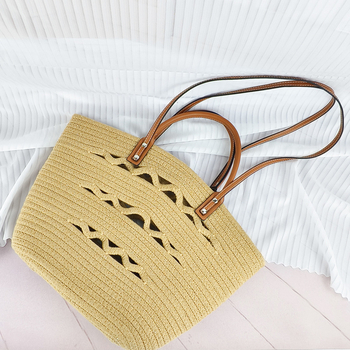 Torba od pletene pamukaste užadi, velika zapremina, minimalistički rez, ženska torba za rame, plažni stil